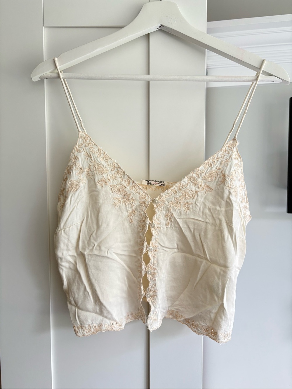 Free People Cream Button Up Tank Top